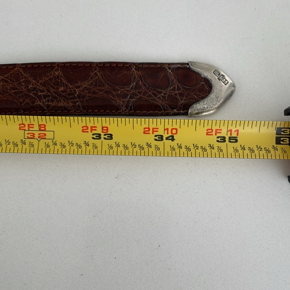 Ralph Lauren Sterling Silver Buckle & Brown Genuine Alligator Belt. - Picture 16 of 16